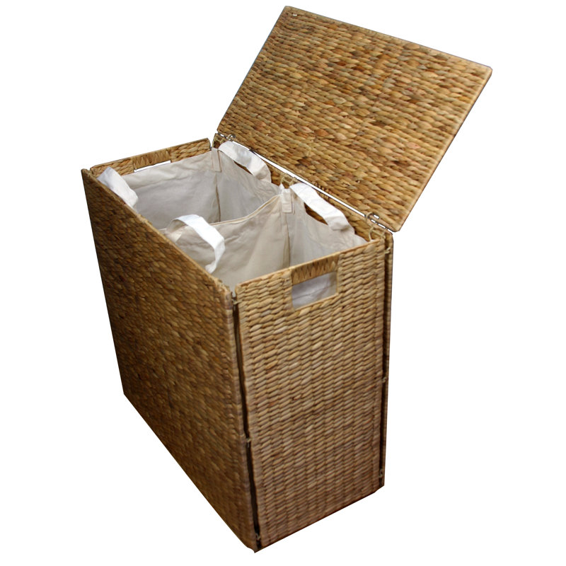 Bayou Breeze Wicker DoubleSided Laundry Clothes Hamper Basket Seagrass